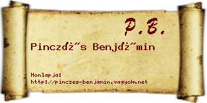 Pinczés Benjámin névjegykártya